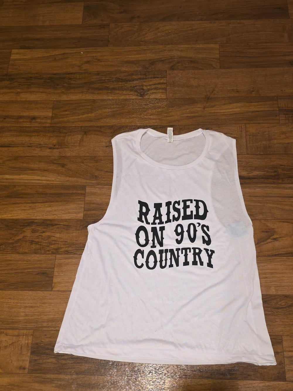 White Graphic Muscle Tank - Raised on 90's Country